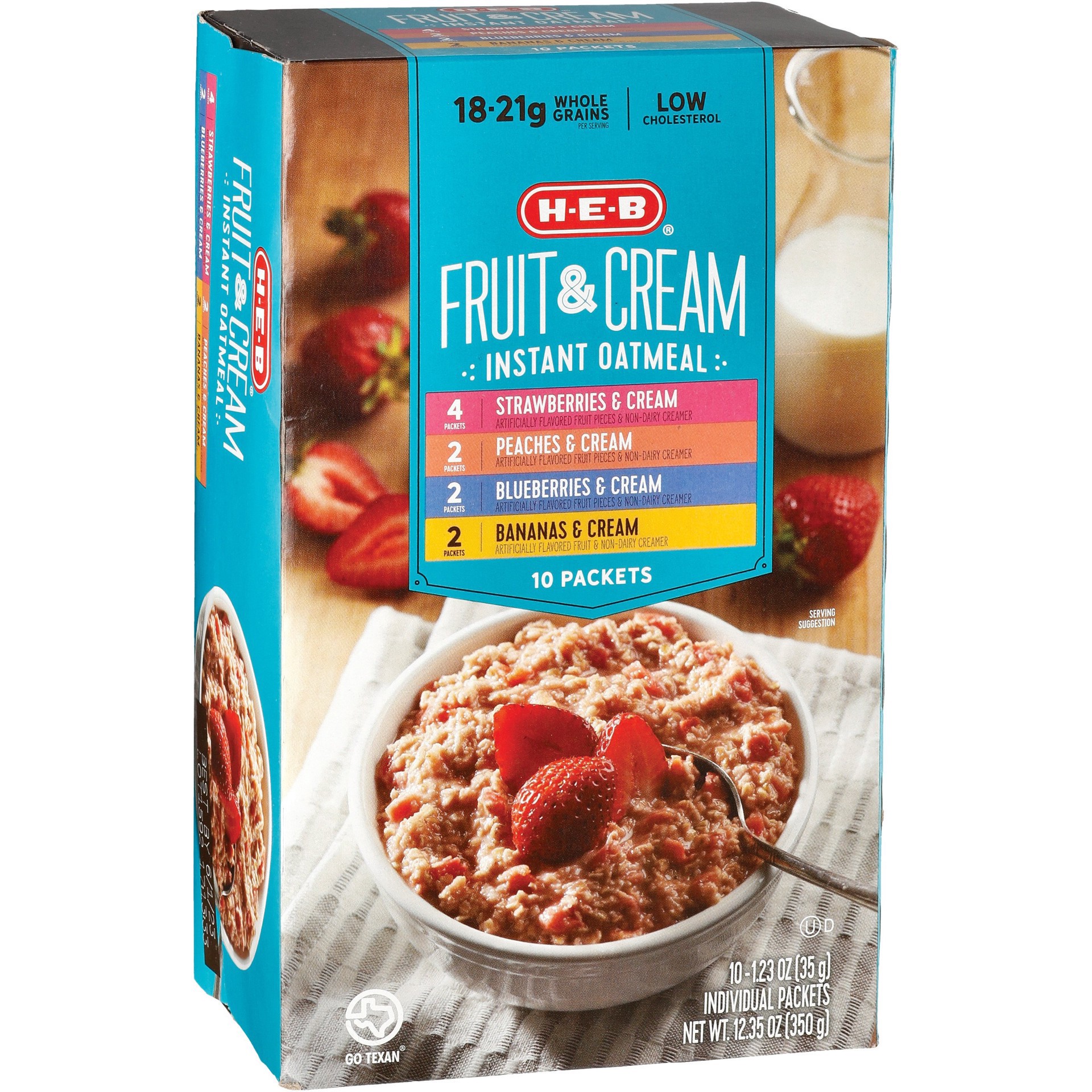 slide 1 of 1, H-E-B Fruit & Cream Instant Oatmeal Variety Pack, 10 ct