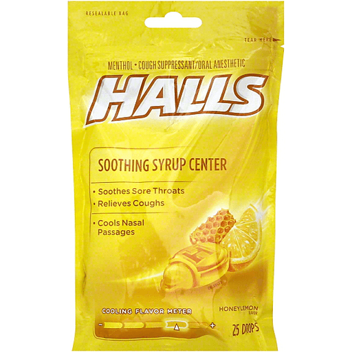 Halls Plus Cough Medicine Center Drops With Honey Lemon Bag 25 ct Shipt