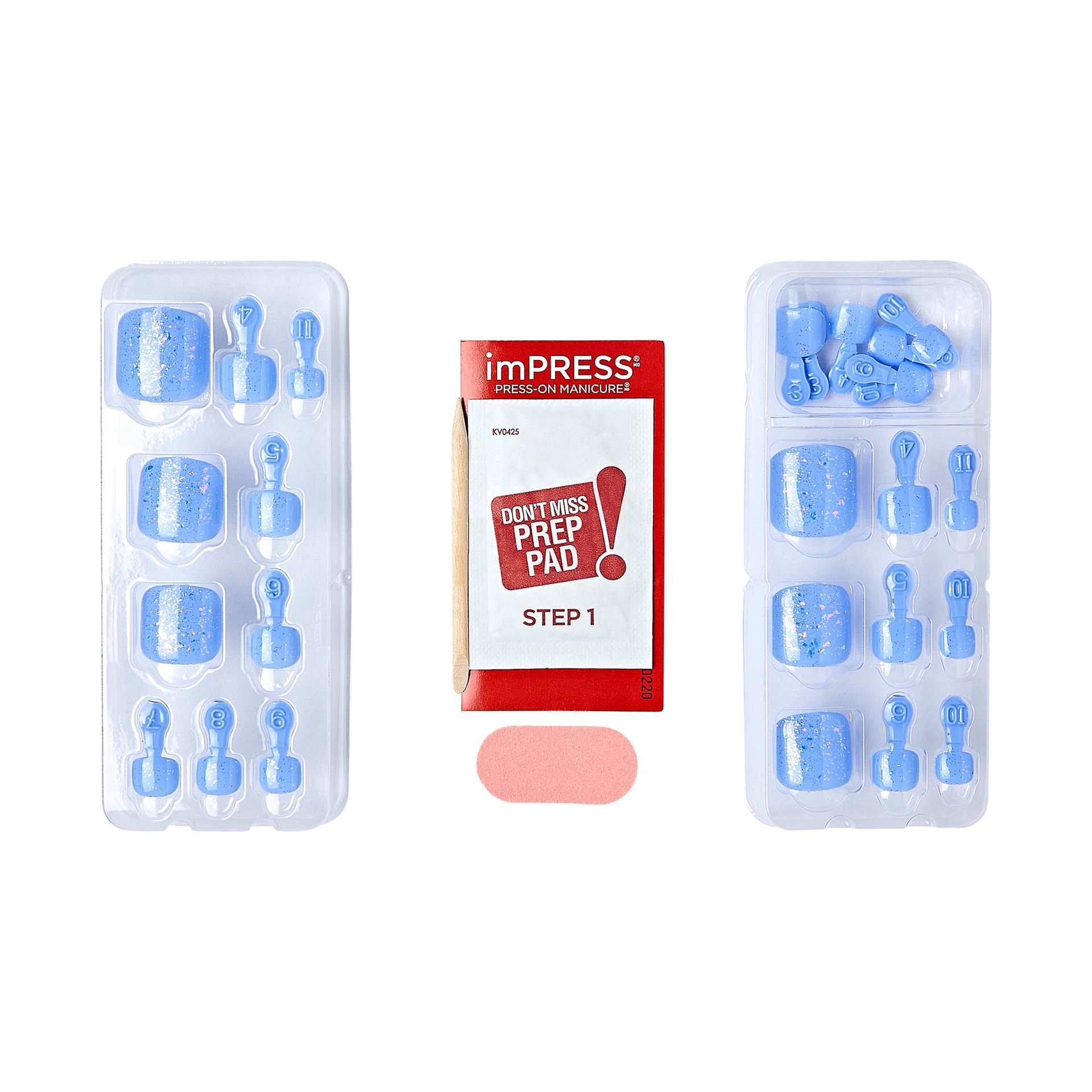 slide 5 of 5, imPRESS KISS imPRESS Square Press-On Toenails, Blue, 24 Pieces, 1 ct