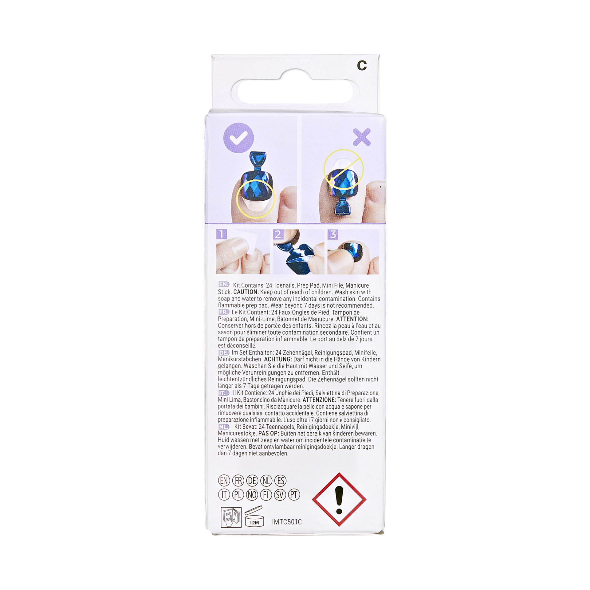 slide 4 of 5, imPRESS KISS imPRESS Square Press-On Toenails, Blue, 24 Pieces, 1 ct
