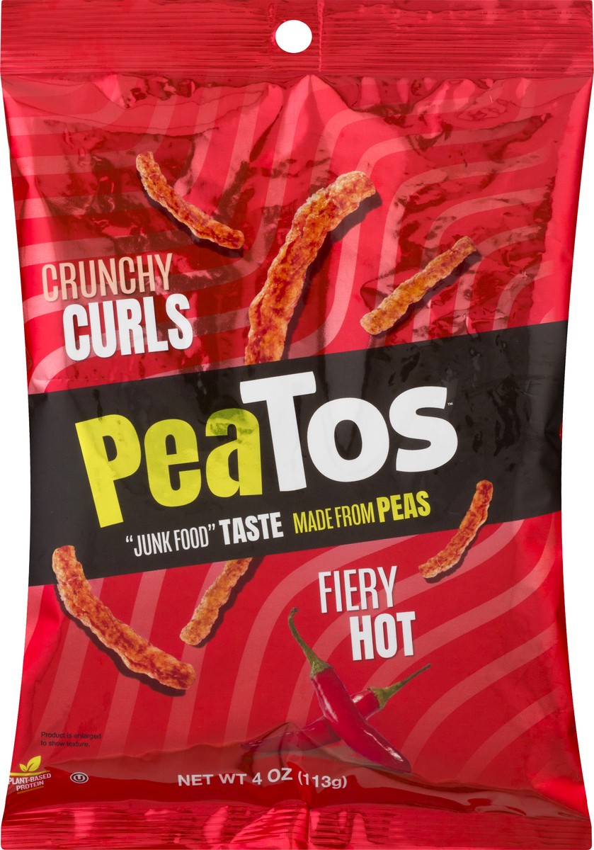 slide 9 of 13, PeaTos Fiery Hot Crunchy Curls 4 oz, 4 oz