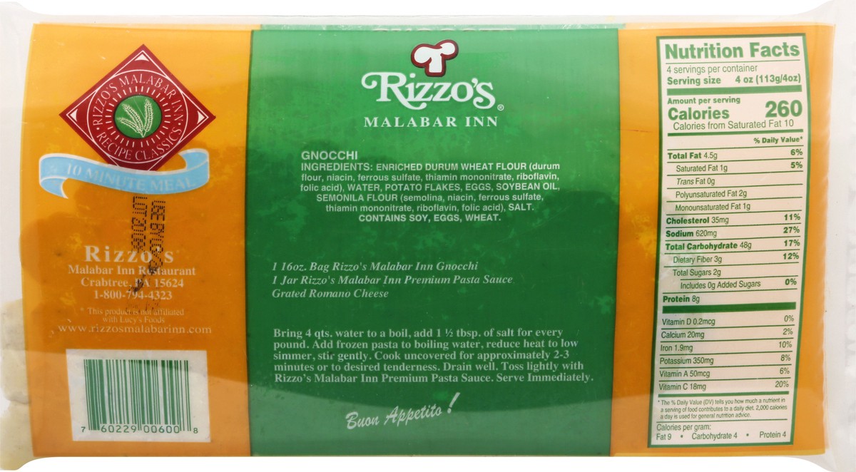 slide 5 of 10, Rizzo's Gnocchi 16 oz, 16 oz