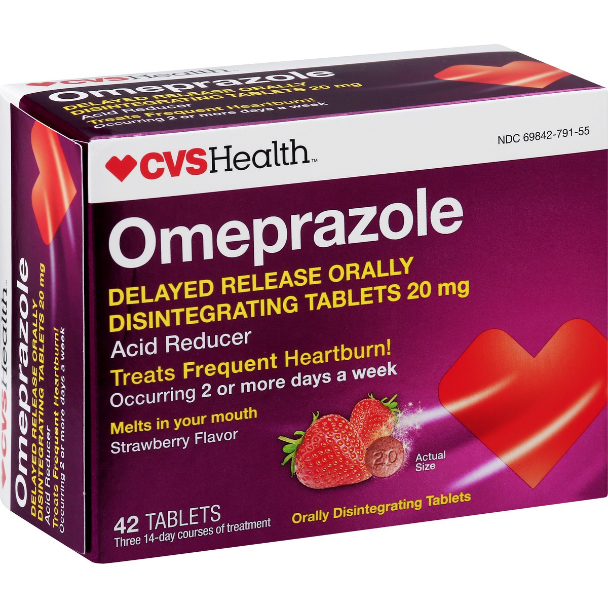 slide 5 of 11, CVS Health Omeprazole Delayed Release Acid Reducer Tablets, Strawberry, 42 Ct, 42 ct; 20 mg