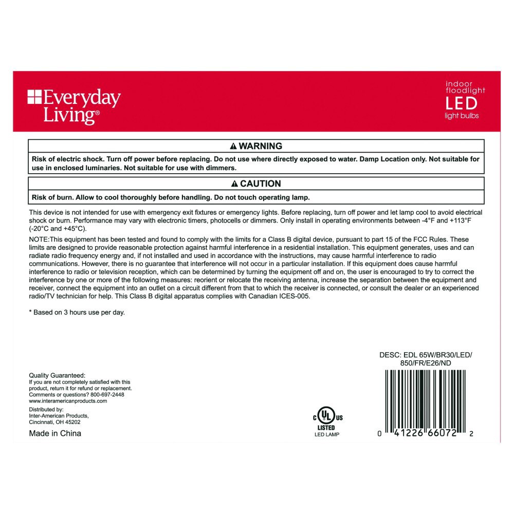 slide 3 of 3, Everyday Living 9-Watt (65-Watt) Br30 Indoor Led Floodlight Bulbs, 3 ct