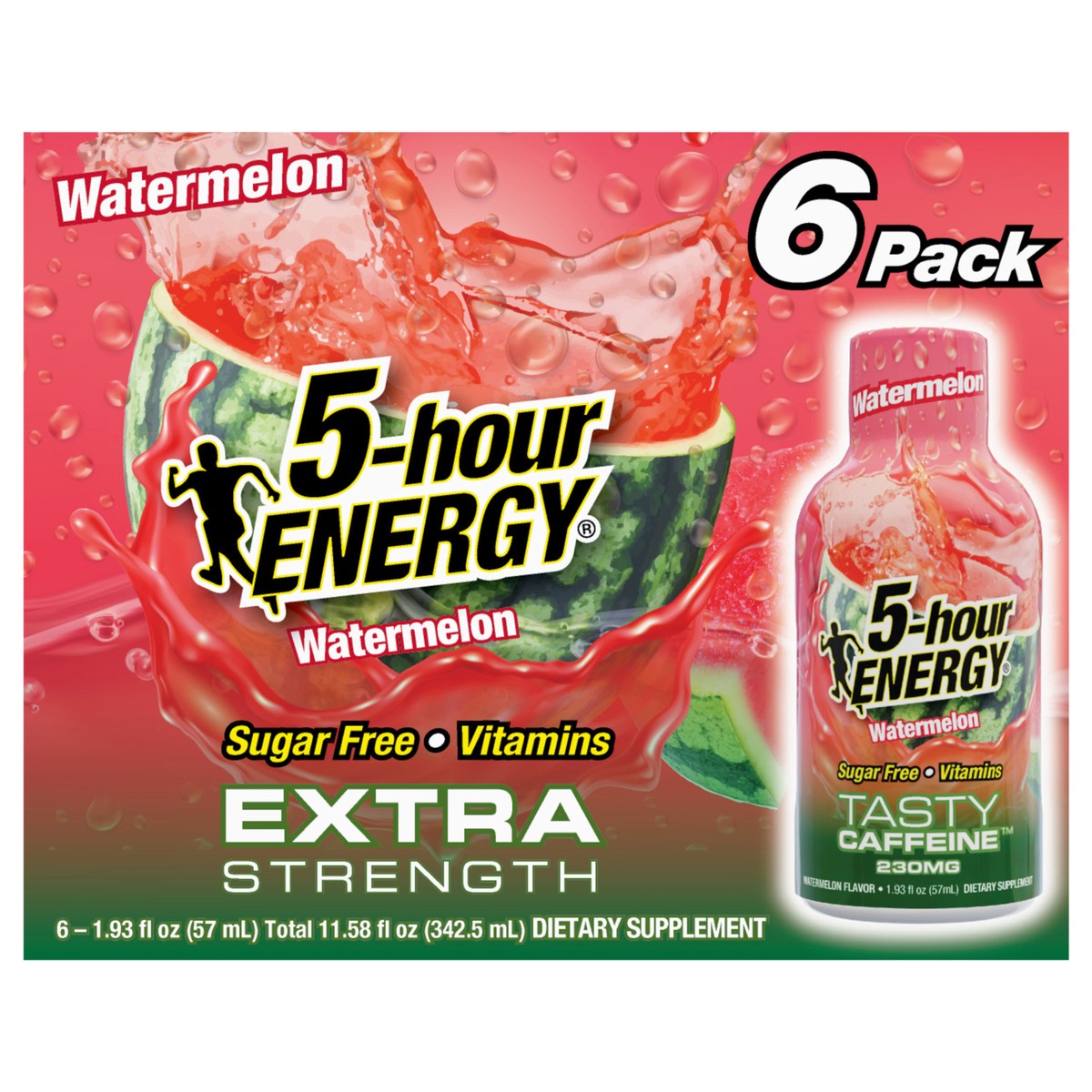 slide 1 of 15, 5-hour ENERGY, Extra Strength, Watermelon, 6 Pack, 1.93 oz., 11.58 fl oz