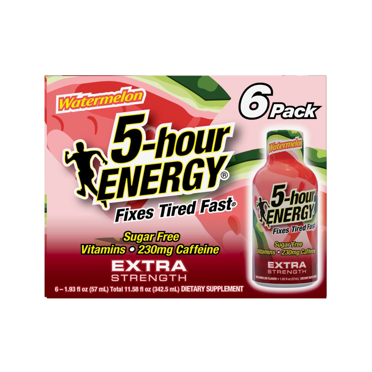 slide 1 of 15, 5-hour ENERGY, Extra Strength, Watermelon, 6 Pack, 1.93 oz., 11.58 fl oz