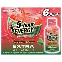 5-hour ENERGY, Extra Strength, Watermelon, 6 Pack, 1.93 oz.