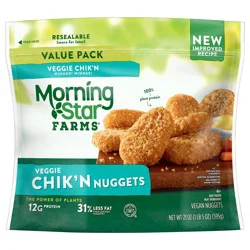 MorningStar Farms Plant Based Chik'n Nuggets, Vegan Meat, Value Pack, 21oz