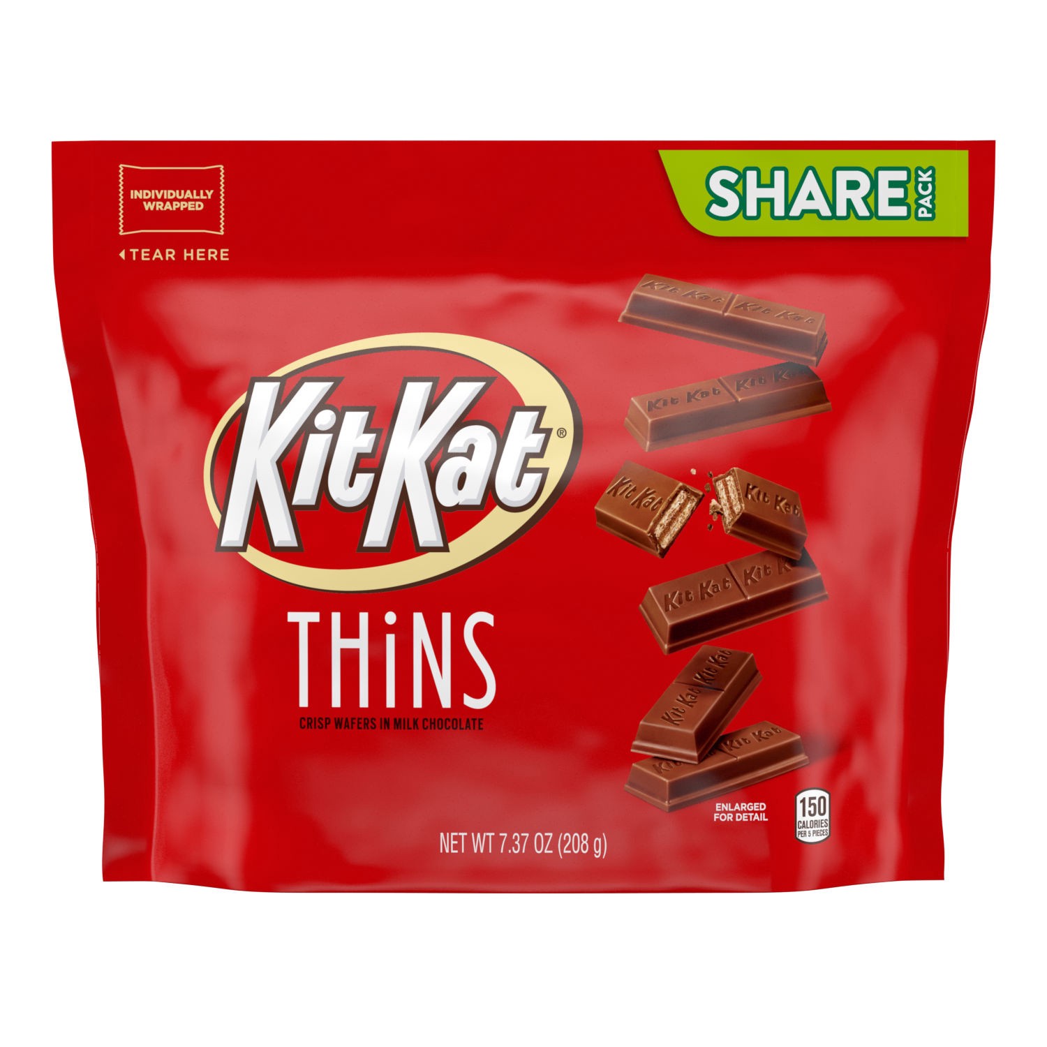 slide 1 of 1, KIT KAT THiNS Milk Chocolate Wafer Candy Share Pack, 7.37 oz, 7.37 oz