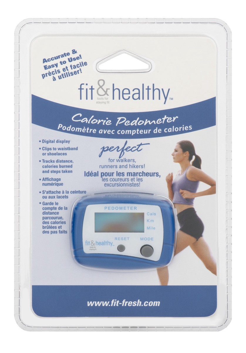 slide 1 of 9, Fit & Healthy Pedometer, 1 ct