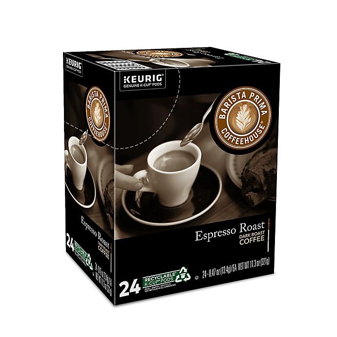 slide 3 of 7, Barista Prima Coffeehouse Espresso Roast Dark Roast Coffee K-Cup Pods 24-0.47 oz Cup/Tub/Bowl, 24 ct