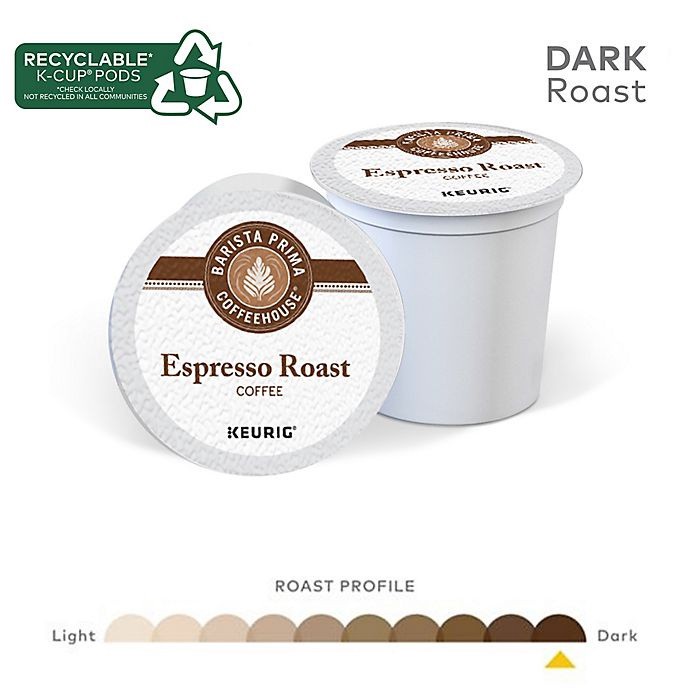 slide 4 of 7, Barista Prima Coffeehouse Espresso Roast Dark Roast Coffee K-Cup Pods 24-0.47 oz Cup/Tub/Bowl, 24 ct