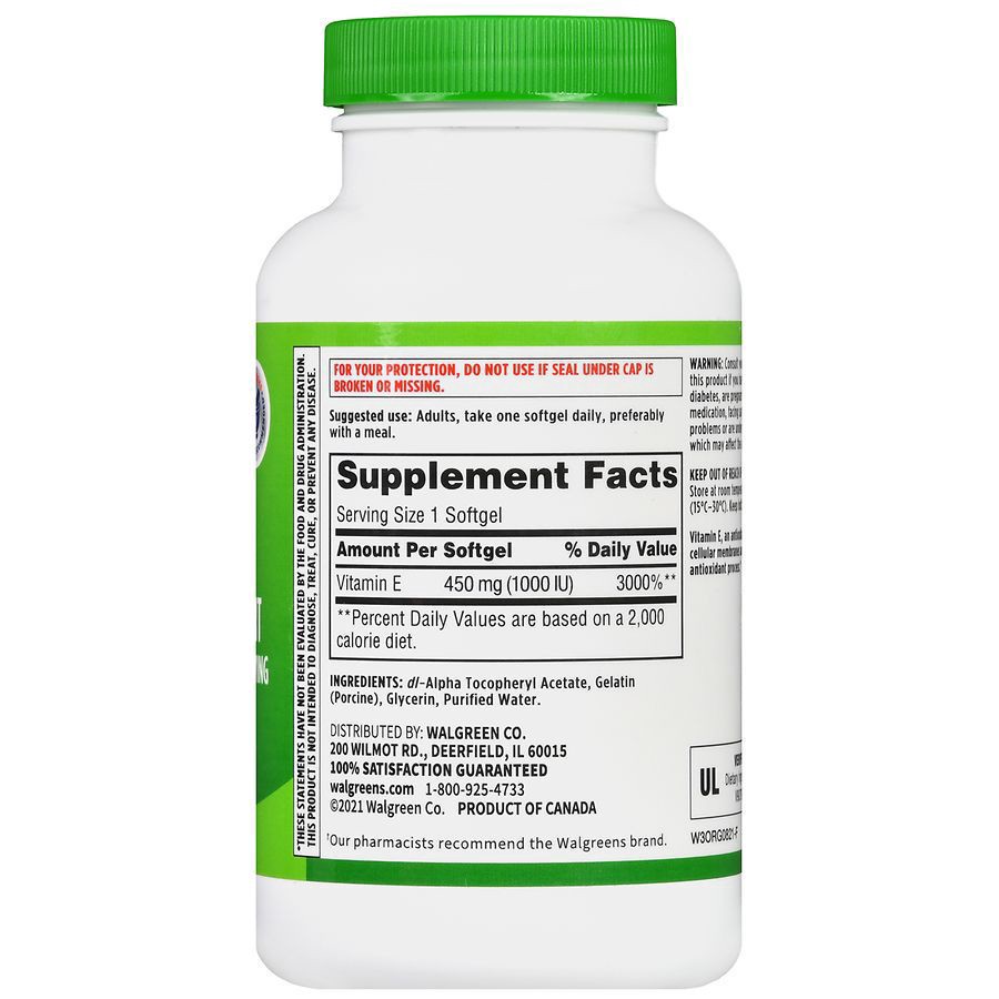 slide 3 of 5, Walgreens Vitamin E 1000 IU Softgels, 100 ct