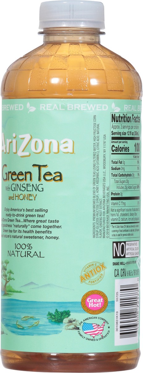 slide 5 of 9, Arizona Green Tea With Ginseng And Honey Bottle- 34 fl oz, 1 liter