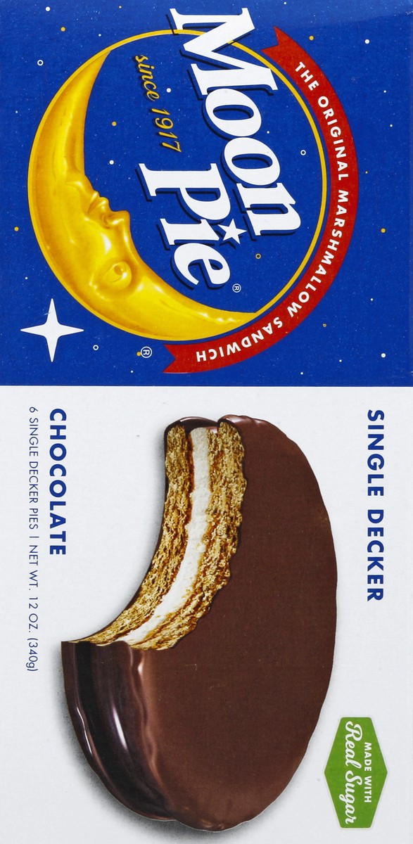 slide 2 of 6, Moon Pie Chocolate Single-Decker Marshmallow Sandwich, 6 ct; 12 oz