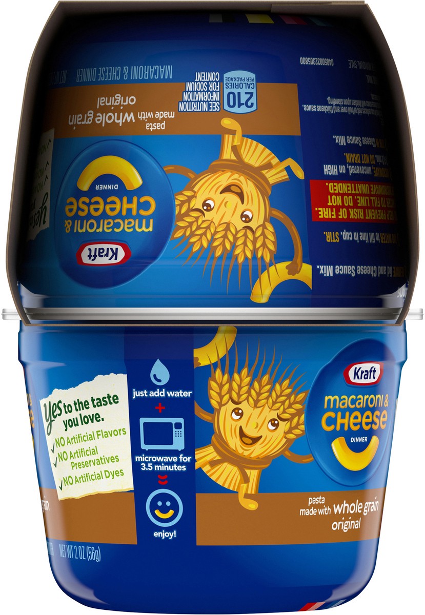 slide 5 of 13, Kraft Original Macaroni & Cheese Easy Microwavable Dinner with Whole Grain Pasta, 4 ct Pack, 2 oz Cups, 4 ct