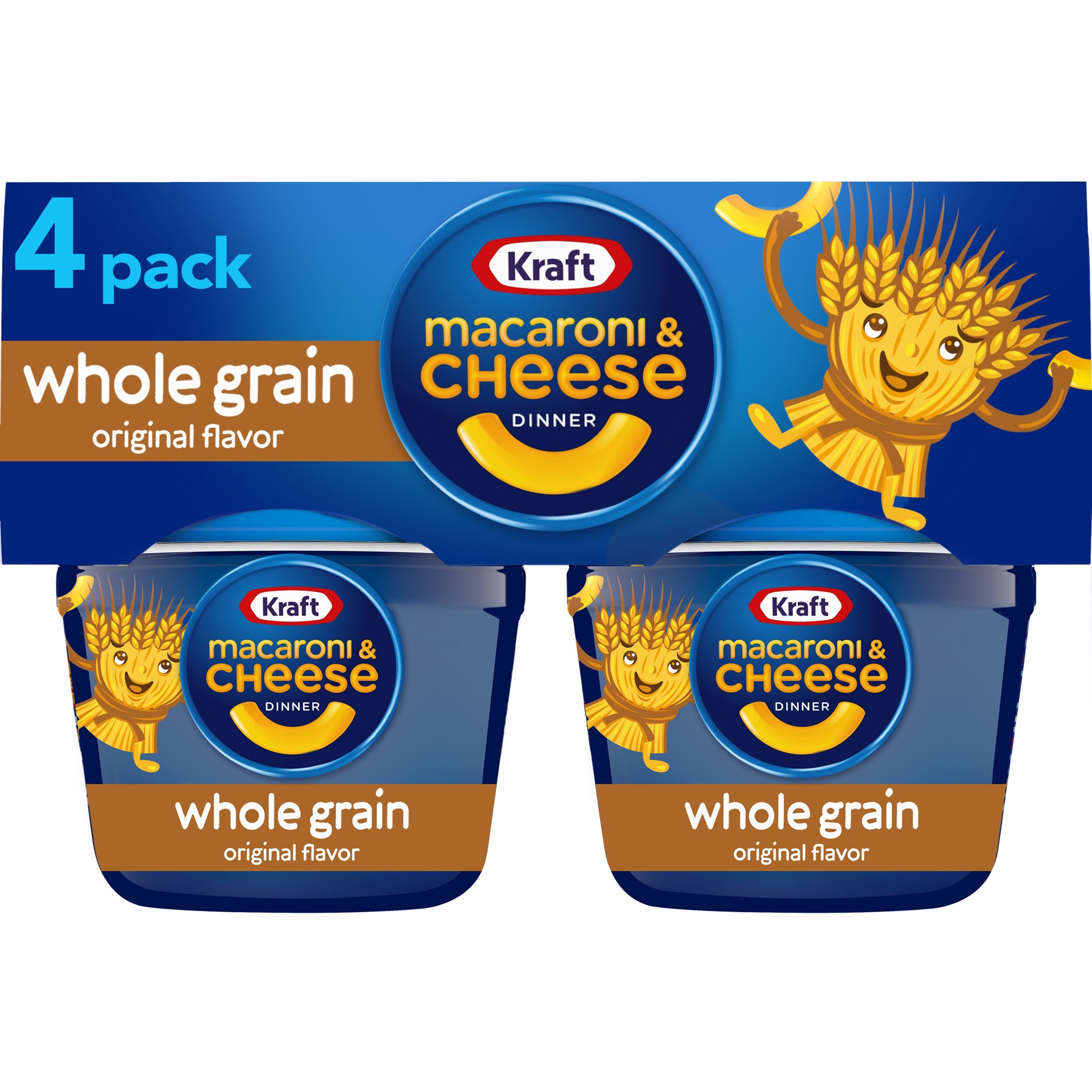 slide 1 of 13, Kraft Original Macaroni & Cheese Easy Microwavable Dinner with Whole Grain Pasta, 4 ct Pack, 2 oz Cups, 4 ct