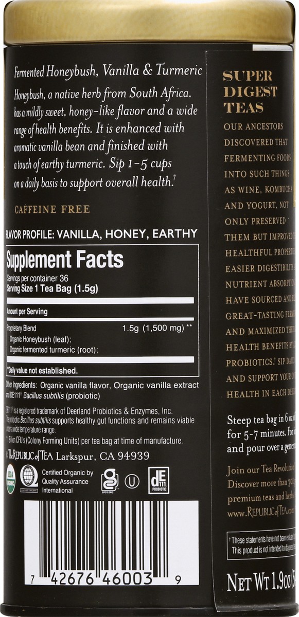 slide 3 of 12, The Republic of Tea Bags Honeybush Vanilla Turmeric Super Digest Tea - 36 ct, 1 ct