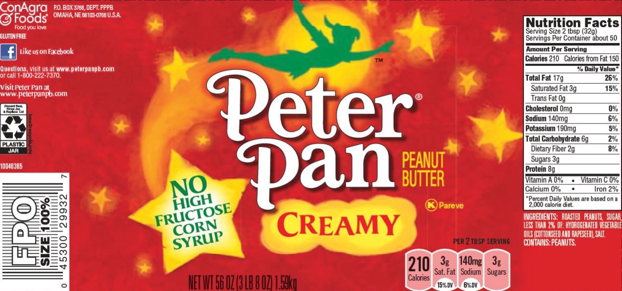 slide 1 of 9, Peter Pan Creamy Peanut Butter, 56 OZ, 56 oz