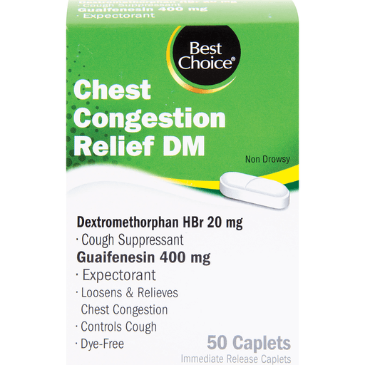 slide 1 of 1, Best Choice Chest Congestion & Cough Relief Caplet, 50 ct