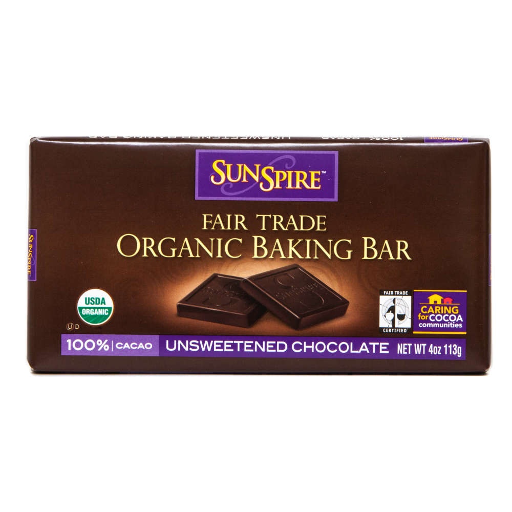 slide 1 of 6, SunSpire Organic Unsweetened Chocolate Baking Bar, 4 oz