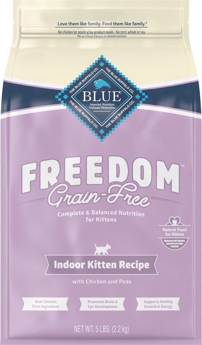 slide 6 of 9, Blue Buffalo Freedom Kitten Dry Cat Food - Grain Free, Chicken, 5 lb