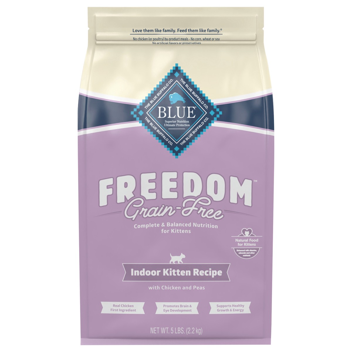 slide 1 of 9, Blue Buffalo Freedom Kitten Dry Cat Food - Grain Free, Chicken, 5 lb