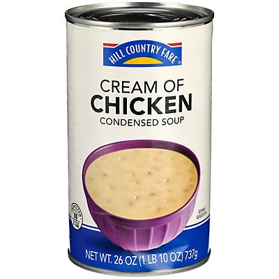 slide 1 of 1, Hill Country Fare Family Size Condensed Cream of Chicken Soup, 26 oz
