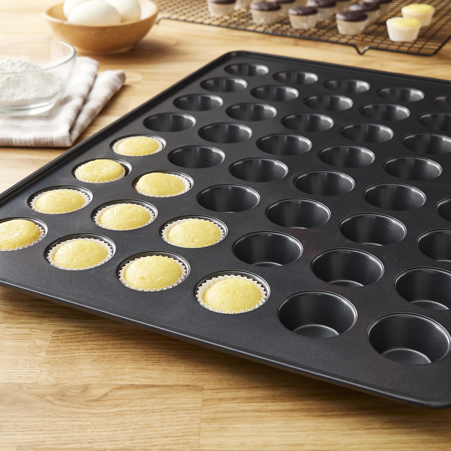 slide 5 of 6, Non-Stick 48-Cavity Mini Muffin Pan By Celebrate It, 21.5 in x 15.1 in x 1.1 in