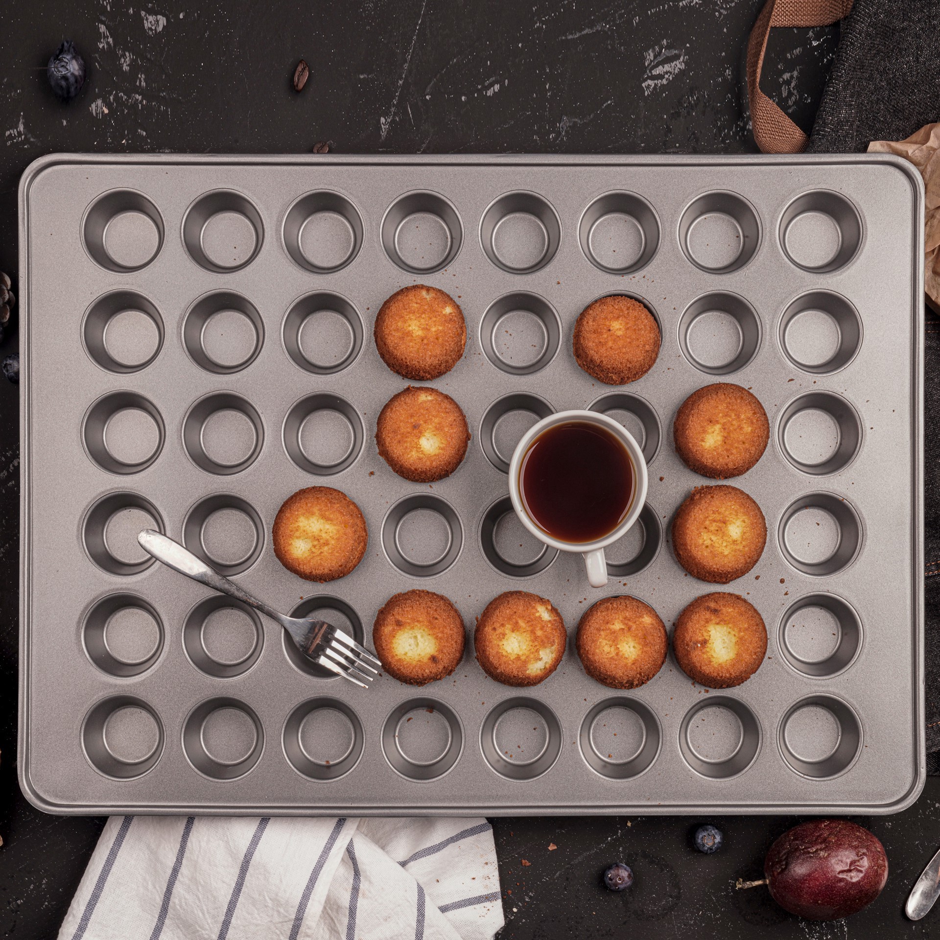 slide 6 of 6, Non-Stick 48-Cavity Mini Muffin Pan By Celebrate It, 21.5 in x 15.1 in x 1.1 in