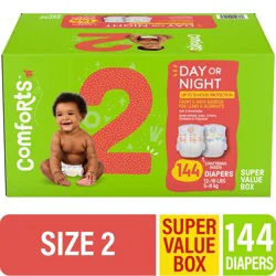 Comforts™ Day or Night Baby Diapers Size 2 (12-18 lbs) Super Value Box