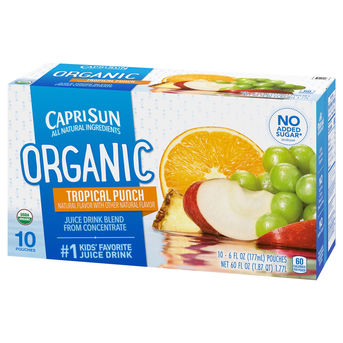 slide 3 of 9, Capri Sun Organic Tropical Punch Naturally Flavored Juice Drink Blend, 10 ct Box, 6 fl oz Pouches, 10 ct; 177 ml