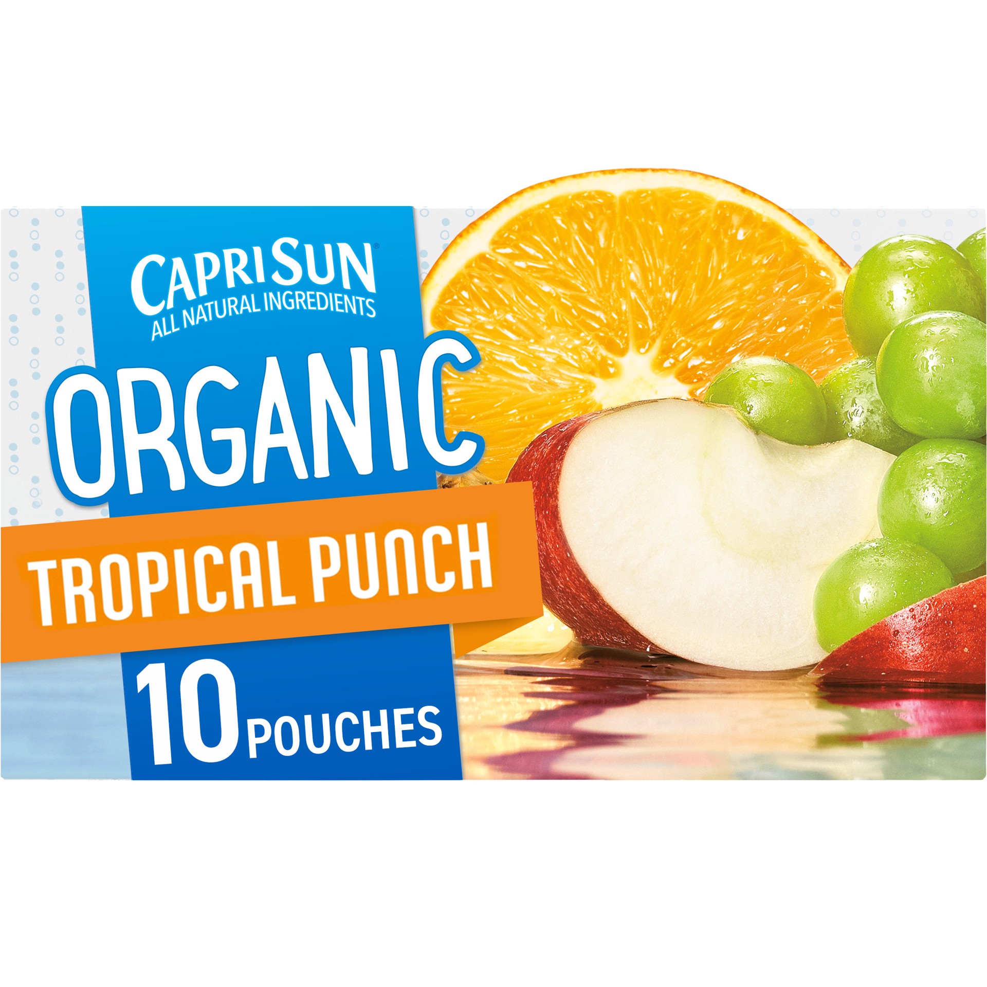 slide 1 of 9, Capri Sun Organic Tropical Punch Naturally Flavored Juice Drink Blend, 10 ct Box, 6 fl oz Pouches, 10 ct; 177 ml