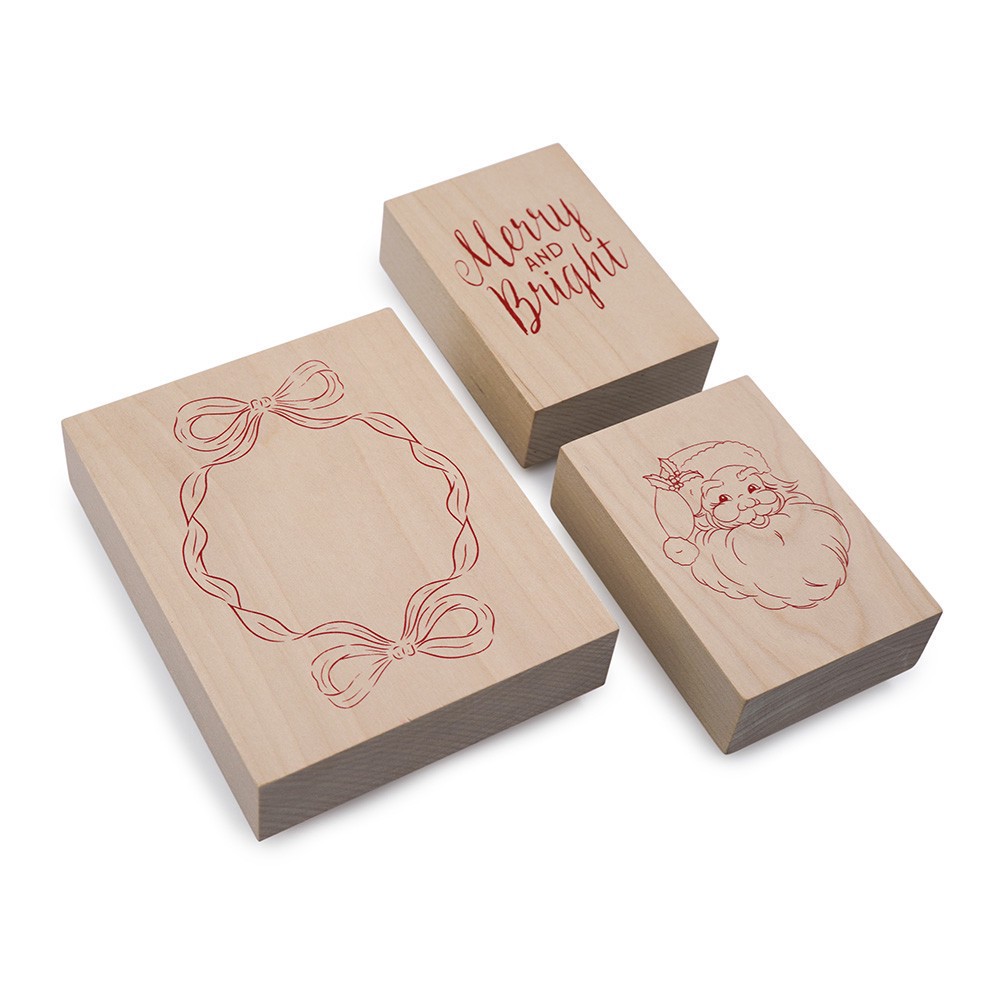 slide 2 of 3, Santa Wood Stamp Set By Recollections, 3.4 in x 1 in x 5.2 in