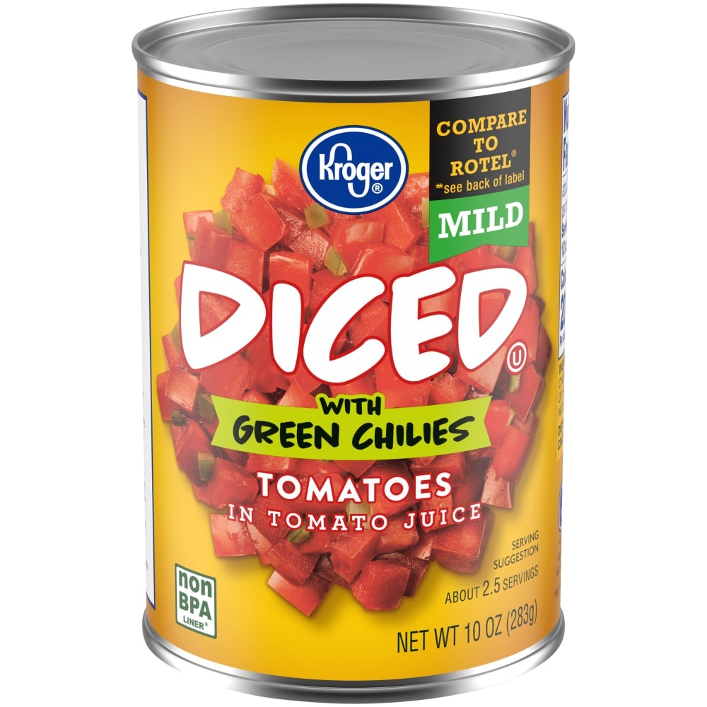 slide 1 of 1, Kroger Mild Diced Tomatoes With Green Chilies in Juice, 10 oz