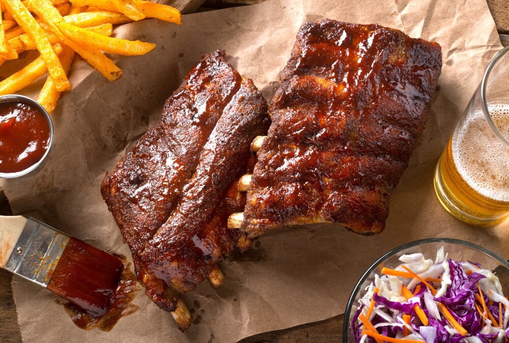 slide 2 of 5, Curly's Baby Back Pork Ribs With Bbq Sauce, 24 oz
