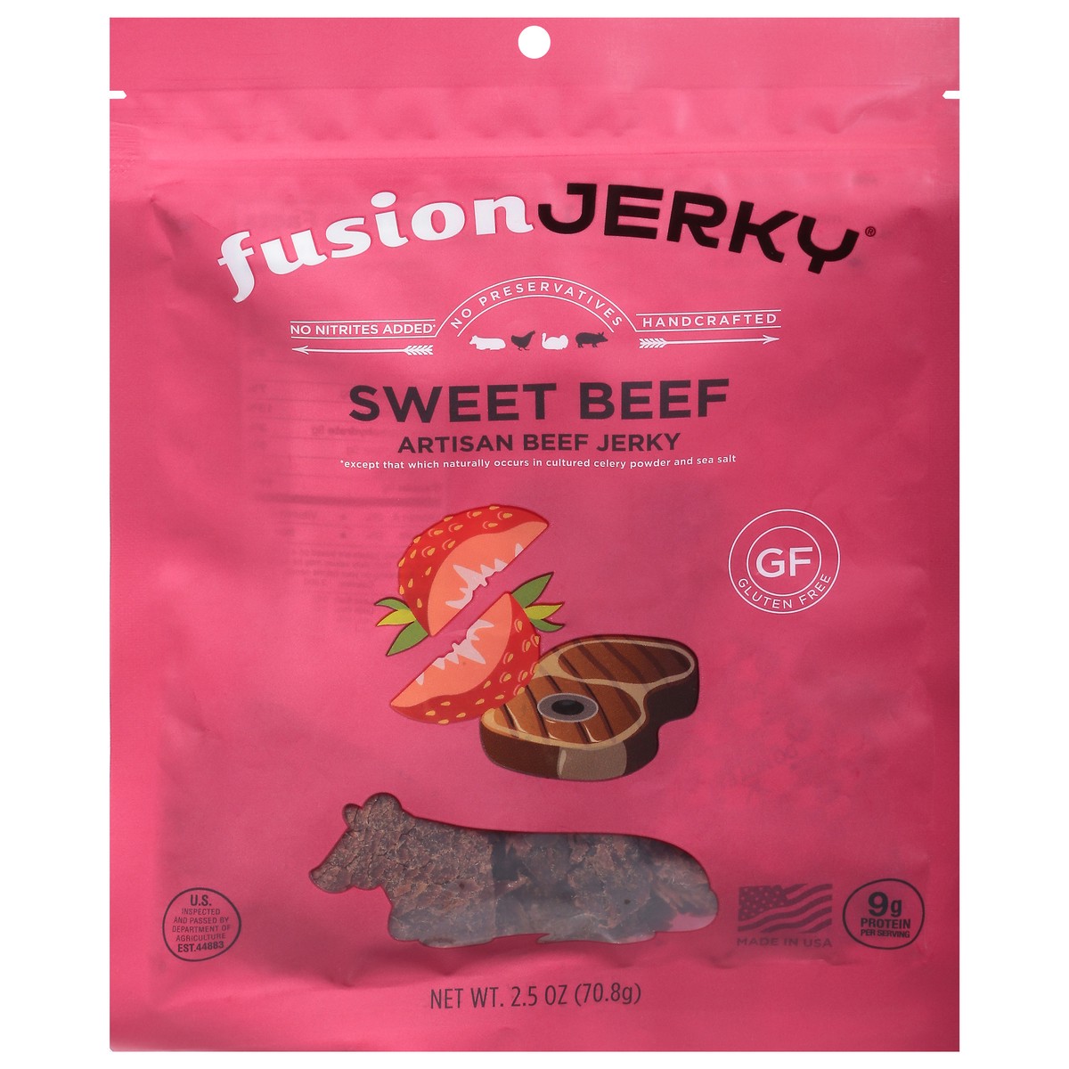 slide 1 of 9, FusionJerky Sweet Beef Artisan Beef Jerky 2.5 oz, 2.5 oz