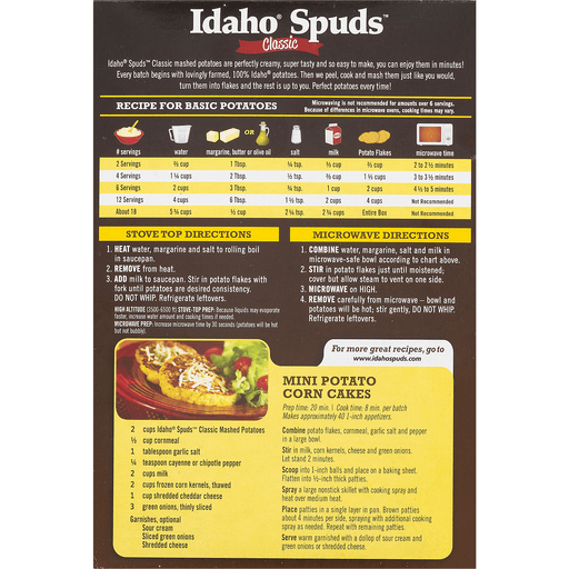 slide 14 of 18, Idaho Spuds Mashed Potatoes, 13.3 oz