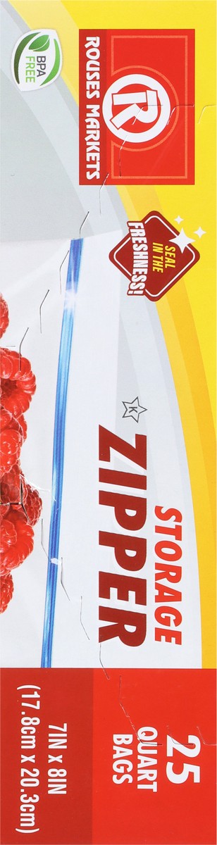slide 9 of 9, Rouses Markets Quart Storage Zipper Bags 25 ea, 25 ct