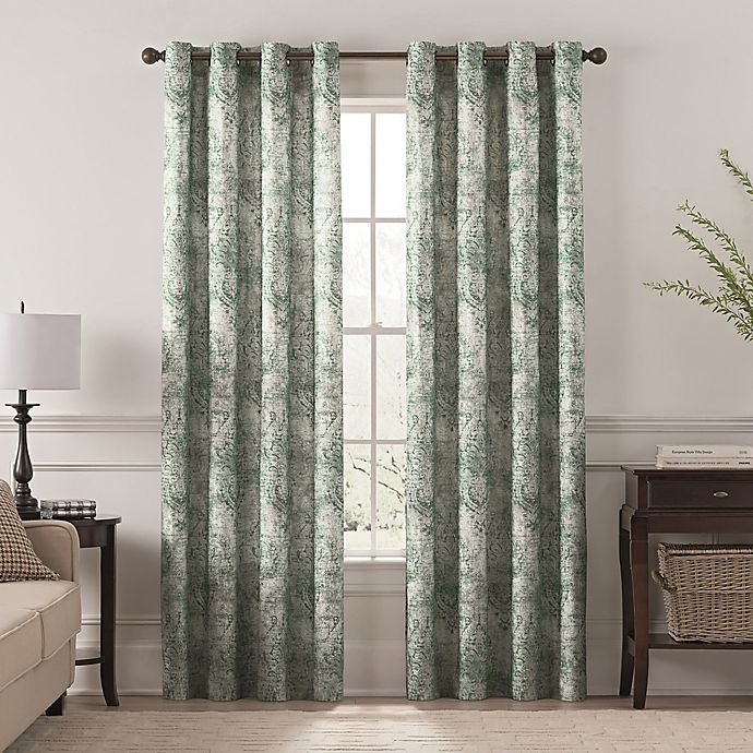 slide 1 of 4, Chantal Printed Grommet Room Darkening Window Curtain Panel - Aegean, 84 in