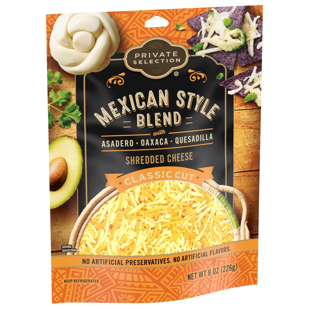 slide 3 of 4, Private Selection Mexican Blend Shredded Cheese, 8 oz