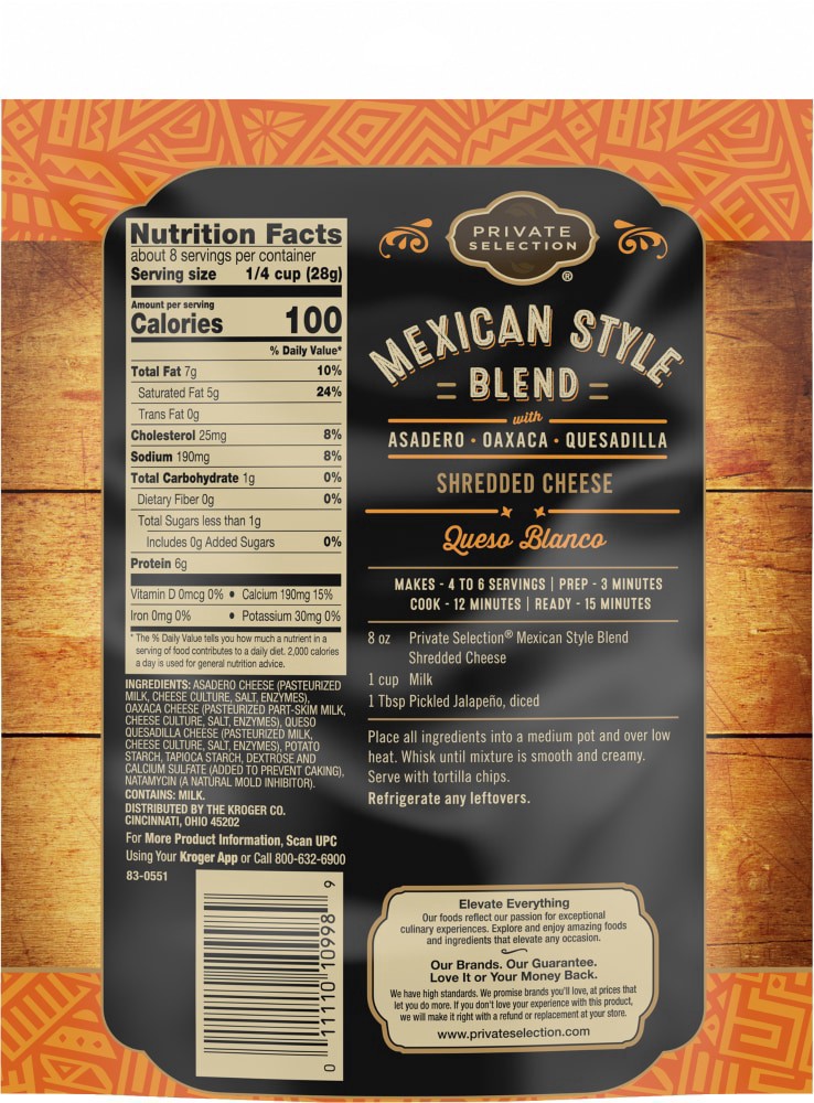 slide 4 of 4, Private Selection Mexican Blend Shredded Cheese, 8 oz