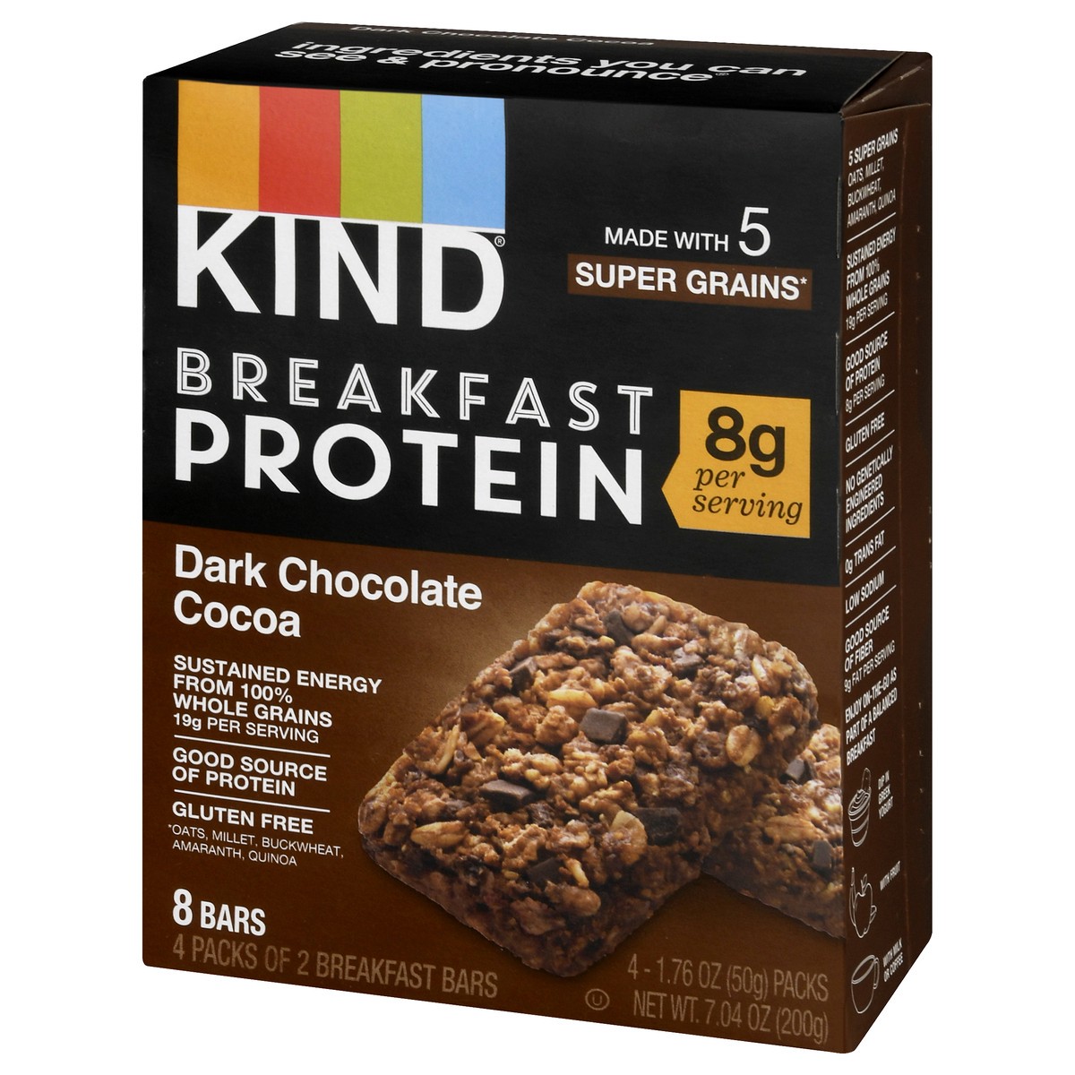 slide 3 of 9, Kind® breakfast protein bars, dark chocolate cocoa, 7.04 oz