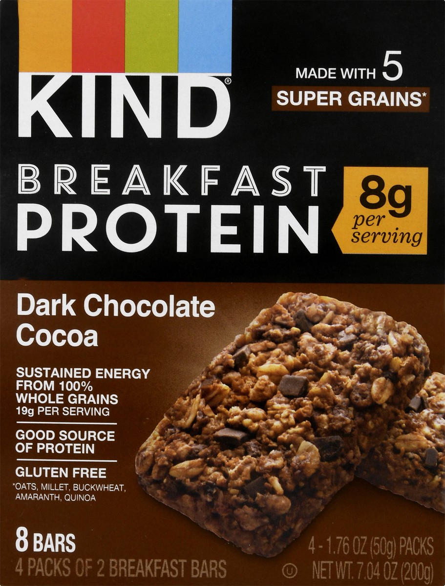 slide 6 of 9, Kind® breakfast protein bars, dark chocolate cocoa, 7.04 oz