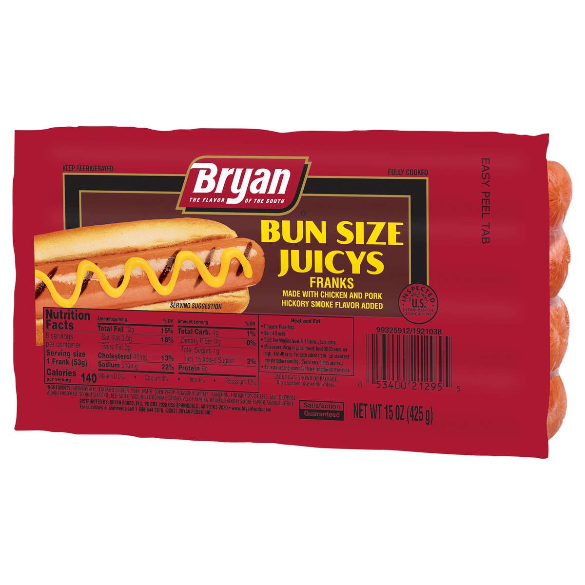 slide 3 of 7, Bryan Juicy Bun Size Franks, 425.24 g