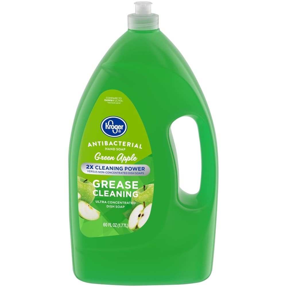 slide 1 of 2, Kroger Green Apple Grease Cleaning Dish Soap, 60 fl oz