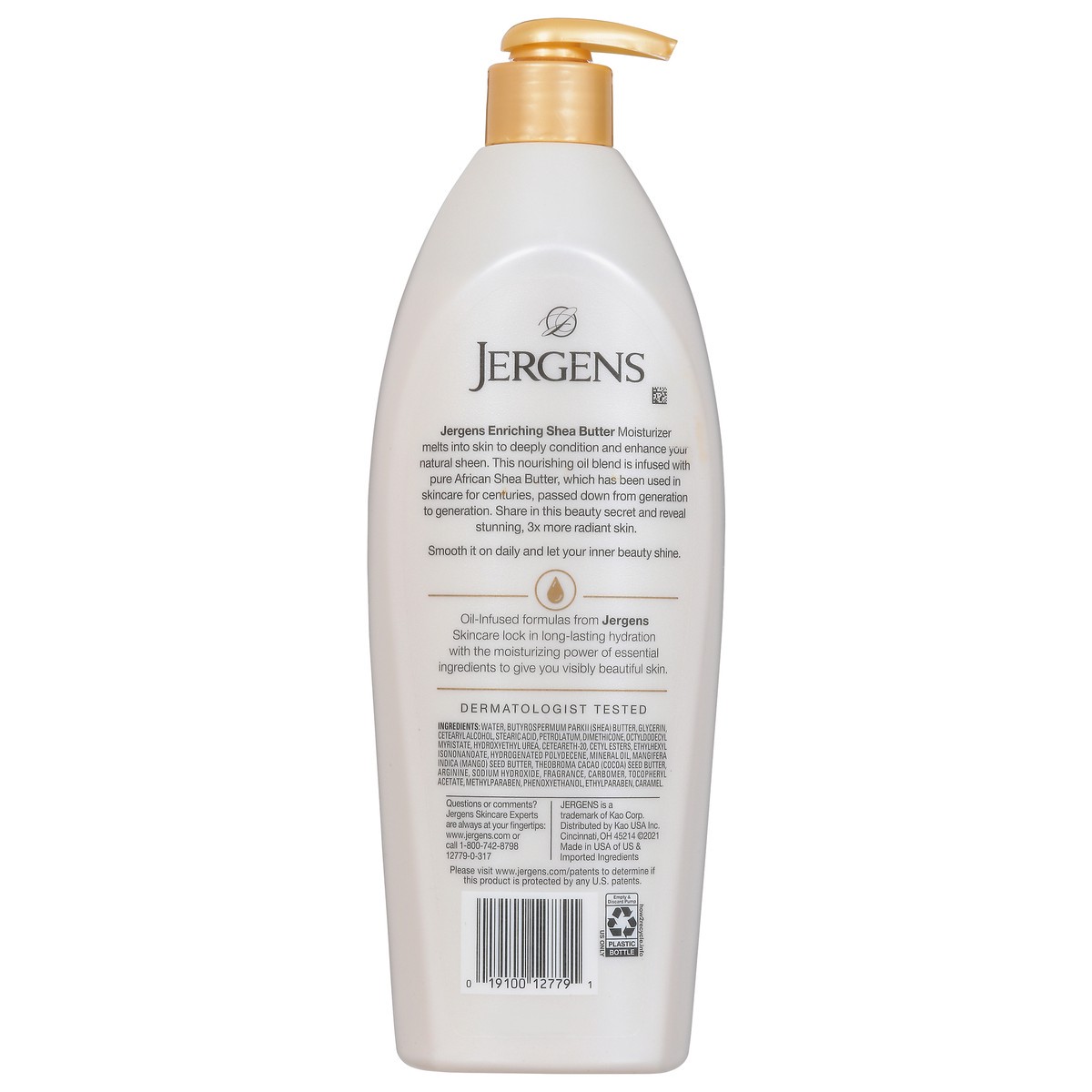 slide 6 of 13, Jergens Shea Butter Hand and Body Lotion, Deep Conditioning Moisturizer, 3X More Radiant Skin, with Pure Shea Butter, Dermatologist Tested, 26.5 Oz, 26.50 fl oz