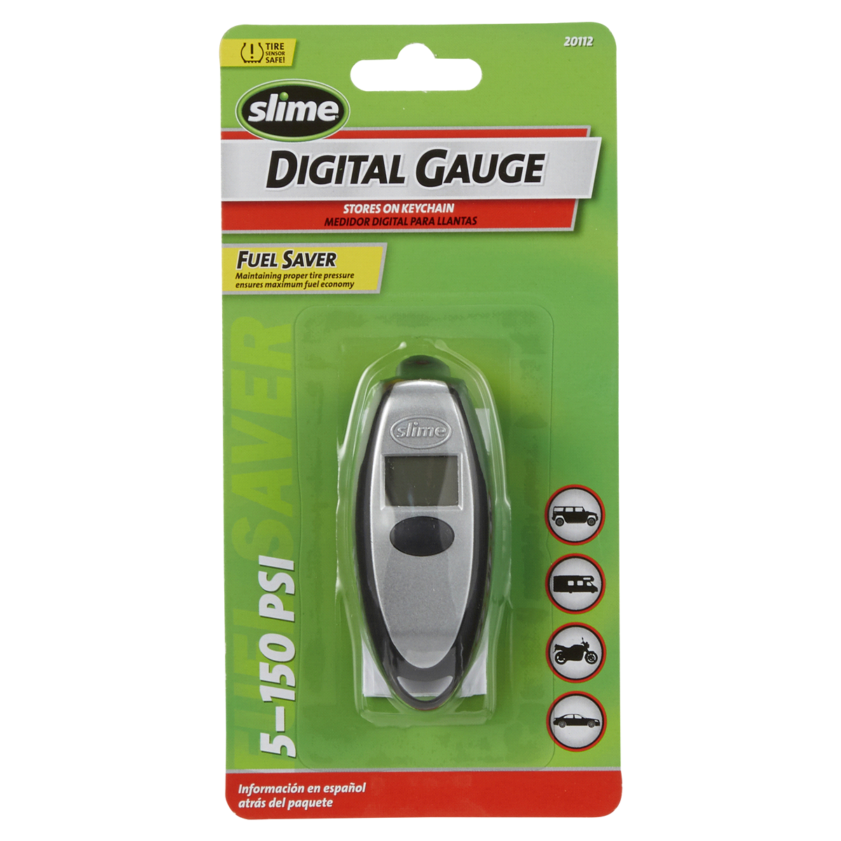 slide 1 of 1, Slime Digital Key Chain Tire Gauge, 1 ct