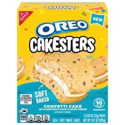 OREO Cakesters Confetti Cake Soft Snack Cakes, 5 - 2.02 oz Snack Packs