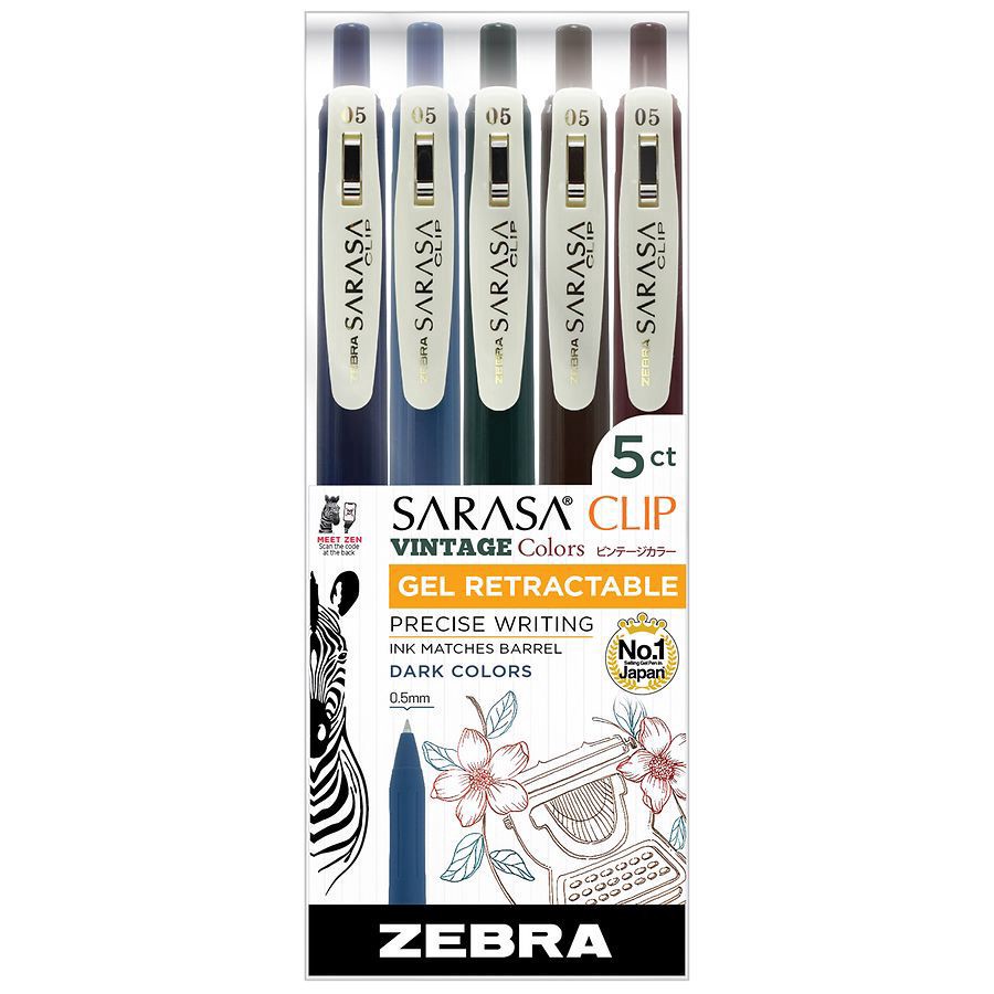 slide 1 of 1, Zebra Retractable Gel Pen, 5 ct